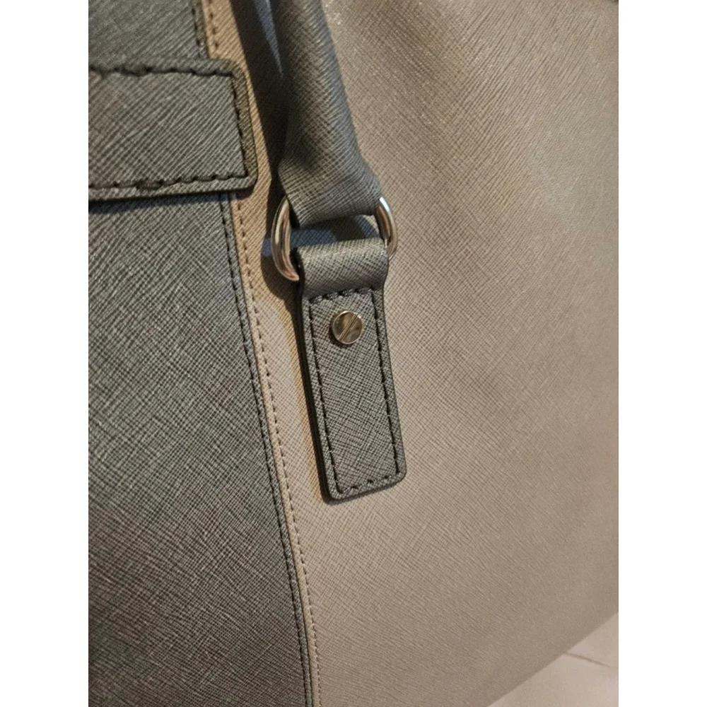 Michael Kors Hamilton Two Tone Leather Satchel Purse